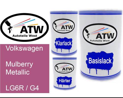 Volkswagen, Mulberry Metallic, LG6R / G4: 500ml Lackdose + 500ml Klarlack + 250ml Härter - Set, von ATW Autoteile West.